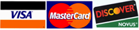 Visa. MasterCard and Discover accepted